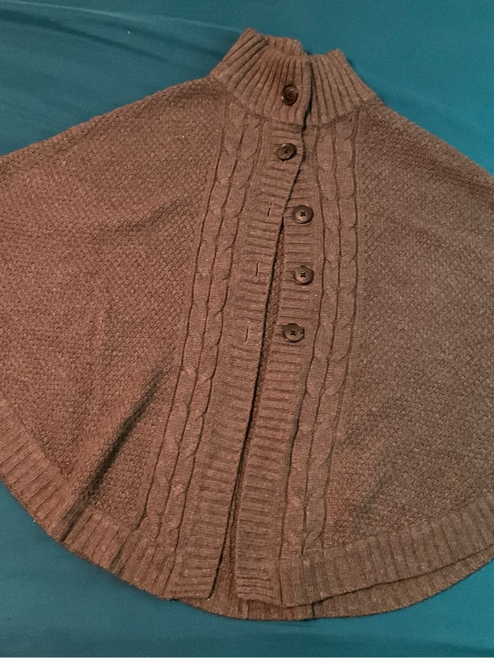 Merona Brown Cable-Knit Button Front Poncho